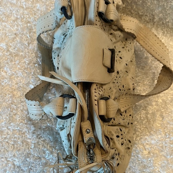 SALVATORE FERRAGAMO Leather Neutral Perforated Shoulder Bag - Picture 7 of 14